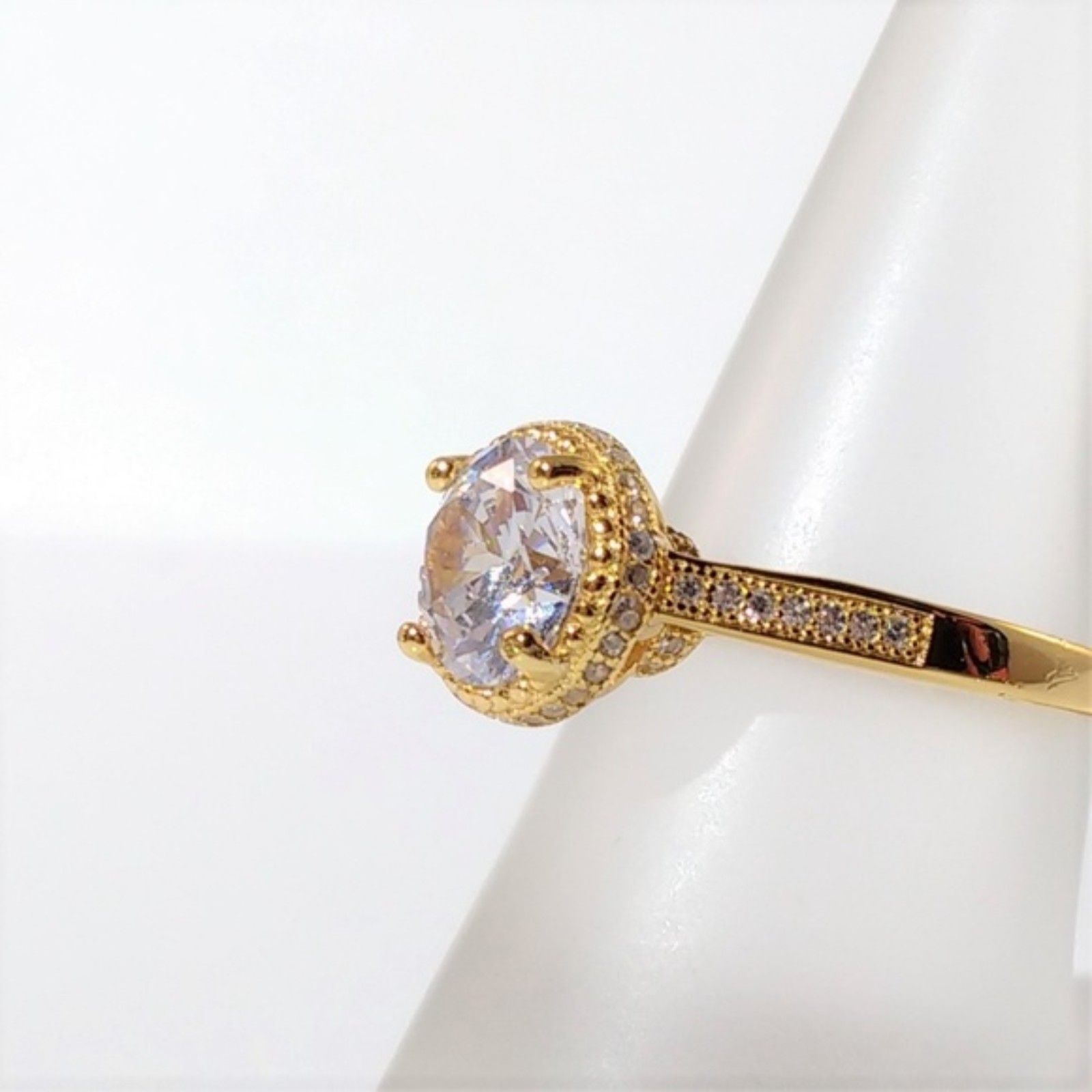 Simulated Diamond 14k Yg Over Sterling Silver Ring Size 10